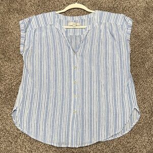 LOFT Blue and White Striped Blouse